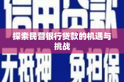 盐源探索民营银行贷款的机遇与挑战