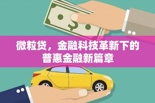 盐源微粒贷，金融科技革新下的普惠金融新篇章