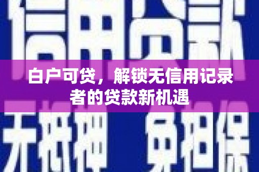 盐源白户可贷，解锁无信用记录者的贷款新机遇