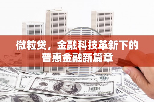 盐源微粒贷，金融科技革新下的普惠金融新篇章