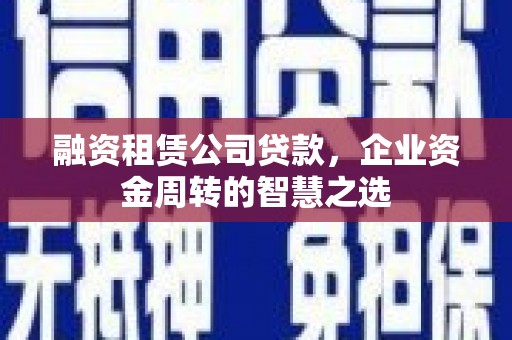 盐源融资租赁公司贷款，企业资金周转的智慧之选