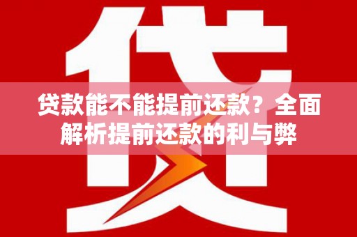 盐源贷款能不能提前还款？全面解析提前还款的利与弊