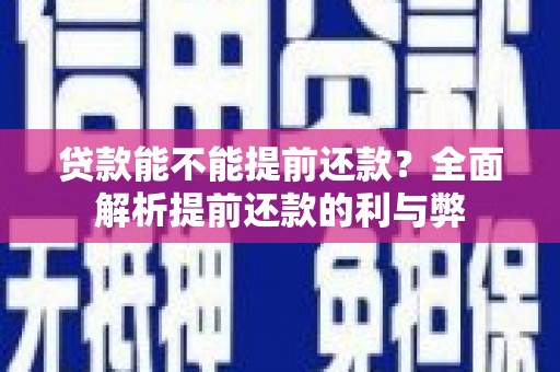 盐源贷款能不能提前还款？全面解析提前还款的利与弊