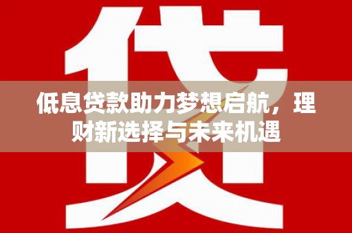 盐源低息贷款助力梦想启航，理财新选择与未来机遇